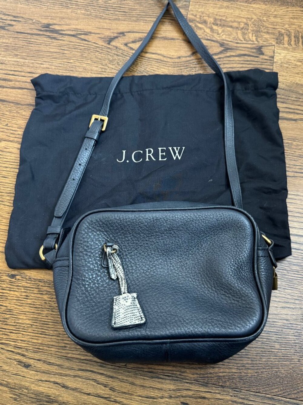 J Crew Black Leather Crossbody Bag